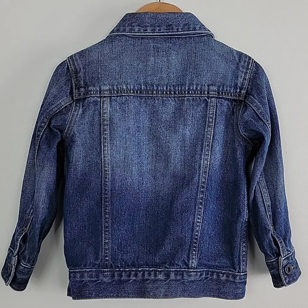 Baby Gap Blue Distressed Denim Jean Button-Up‎ Jacket Size 4 FLAWED